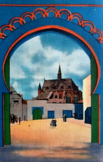 Chicago World's Fair Looking through Morocco with the Belgian village in the background