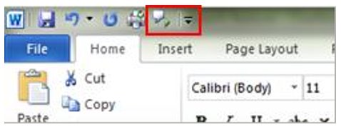 Quick access toolbar in Word